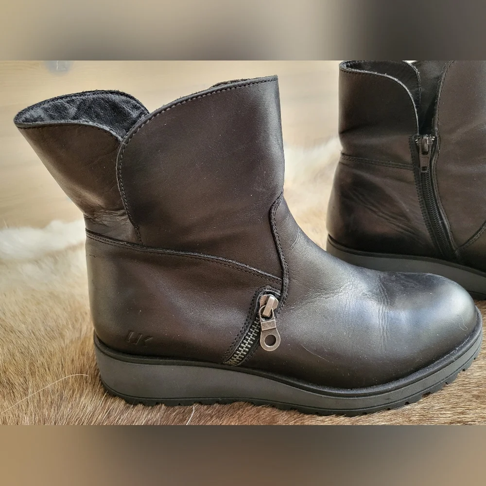 EUC Lumberjack Leather Moto Boots Wedge Heel size 39